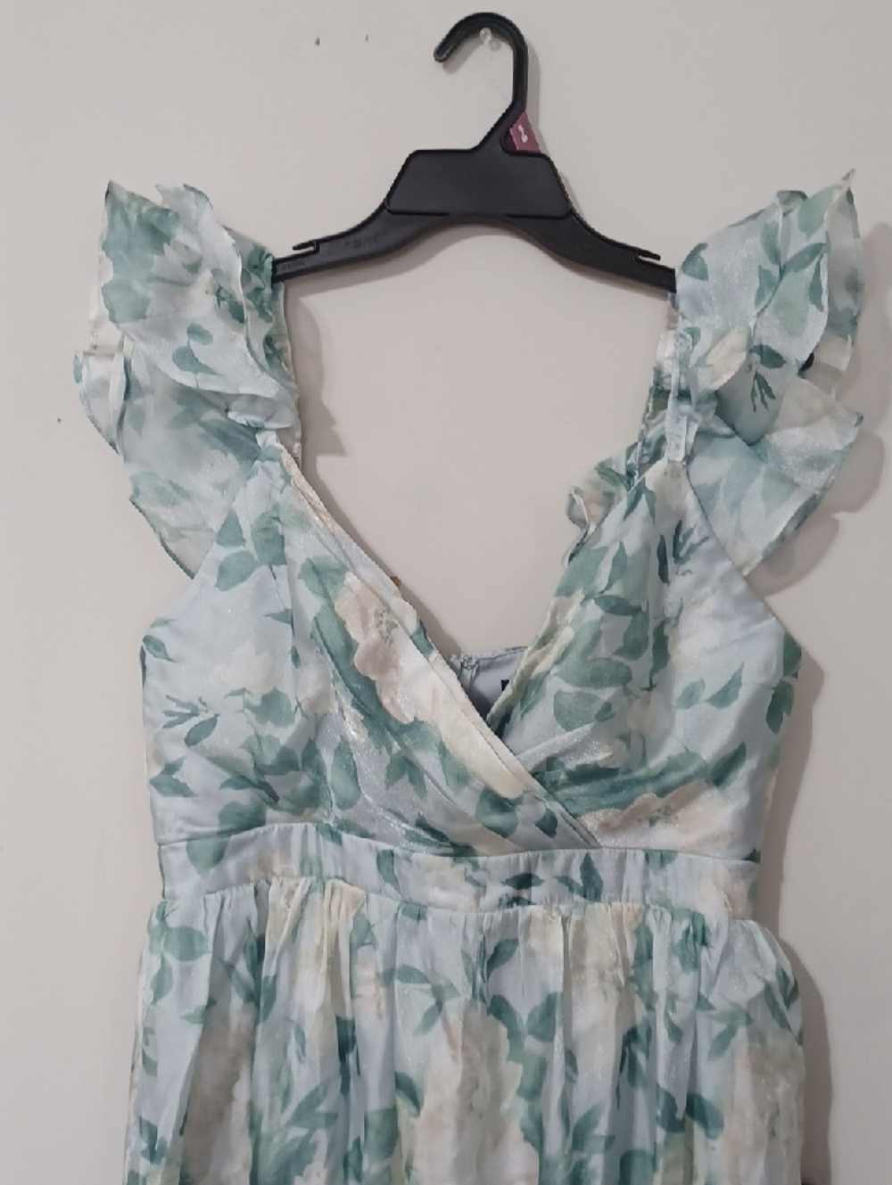Lulu's Mint Floral Ruffle-Sleeve Maxi Dress. Wedding/Party Dress NWT Sz XL - Picture 5 of 12